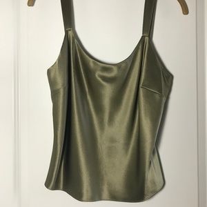 Lafayette 148 100% Silk Olive Green Camisole